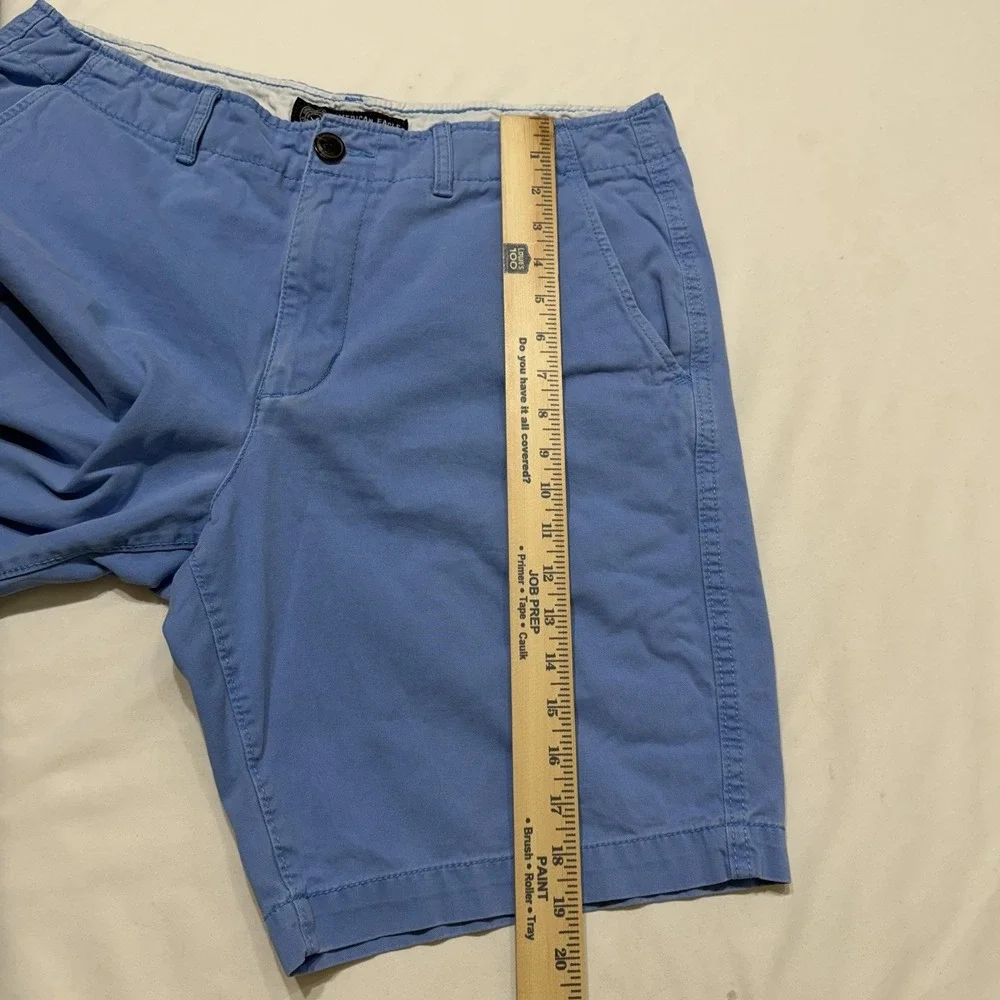 American Eagle Classic Chino Shorts Mens 34 Blue Cotton Flat Front Casual Preppy